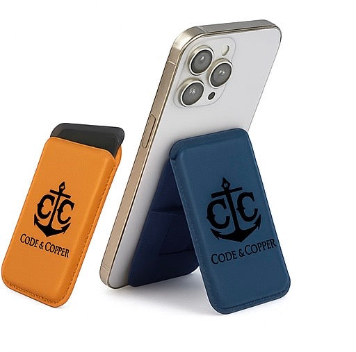 Magnetic Leather Phone Stand & Wallet – Custom Engraving Available
