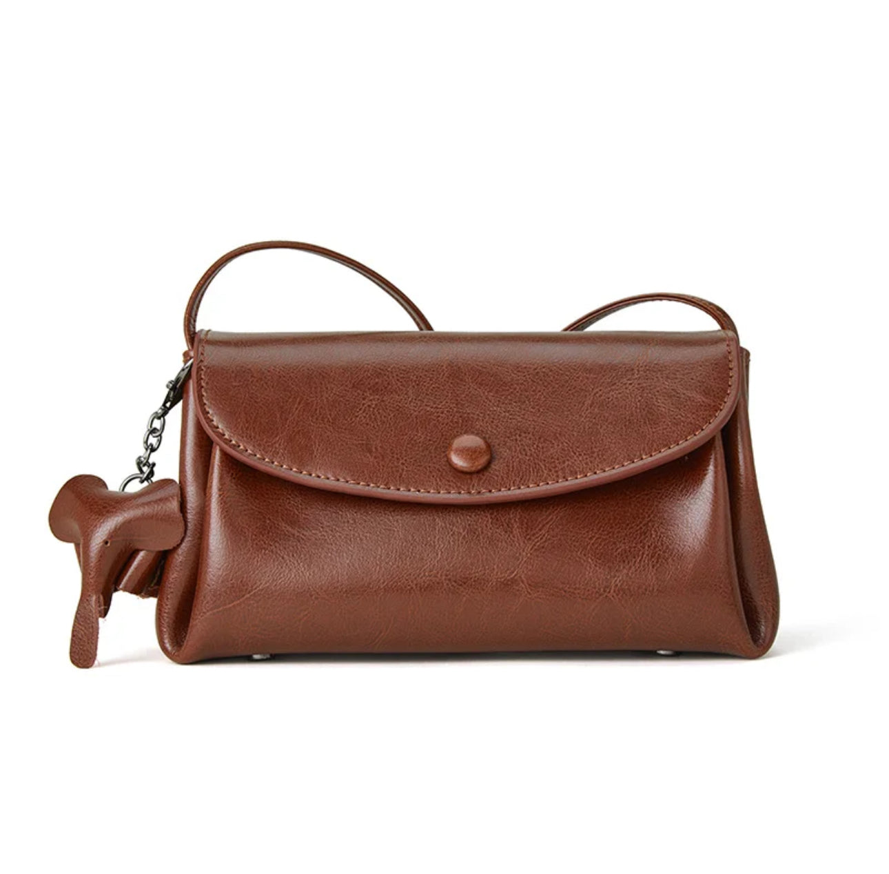Elegant Elephant™ Leather Shoulder Bag with Charm