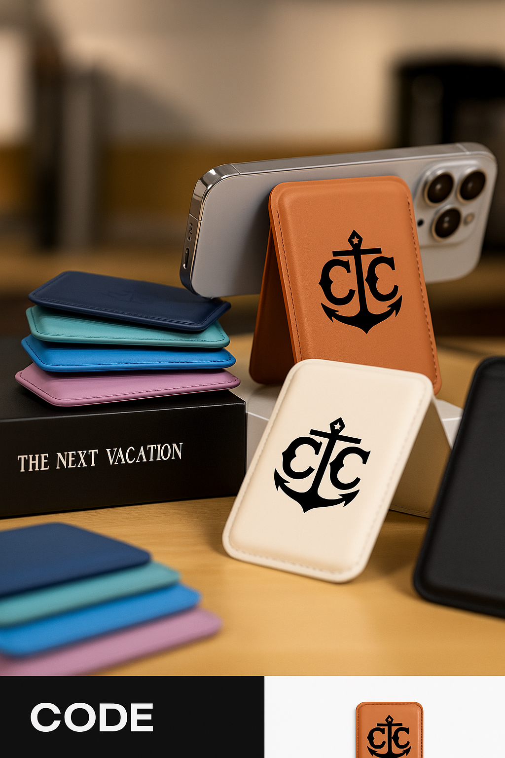 Magnetic Leather Phone Stand & Wallet – Custom Engraving Available